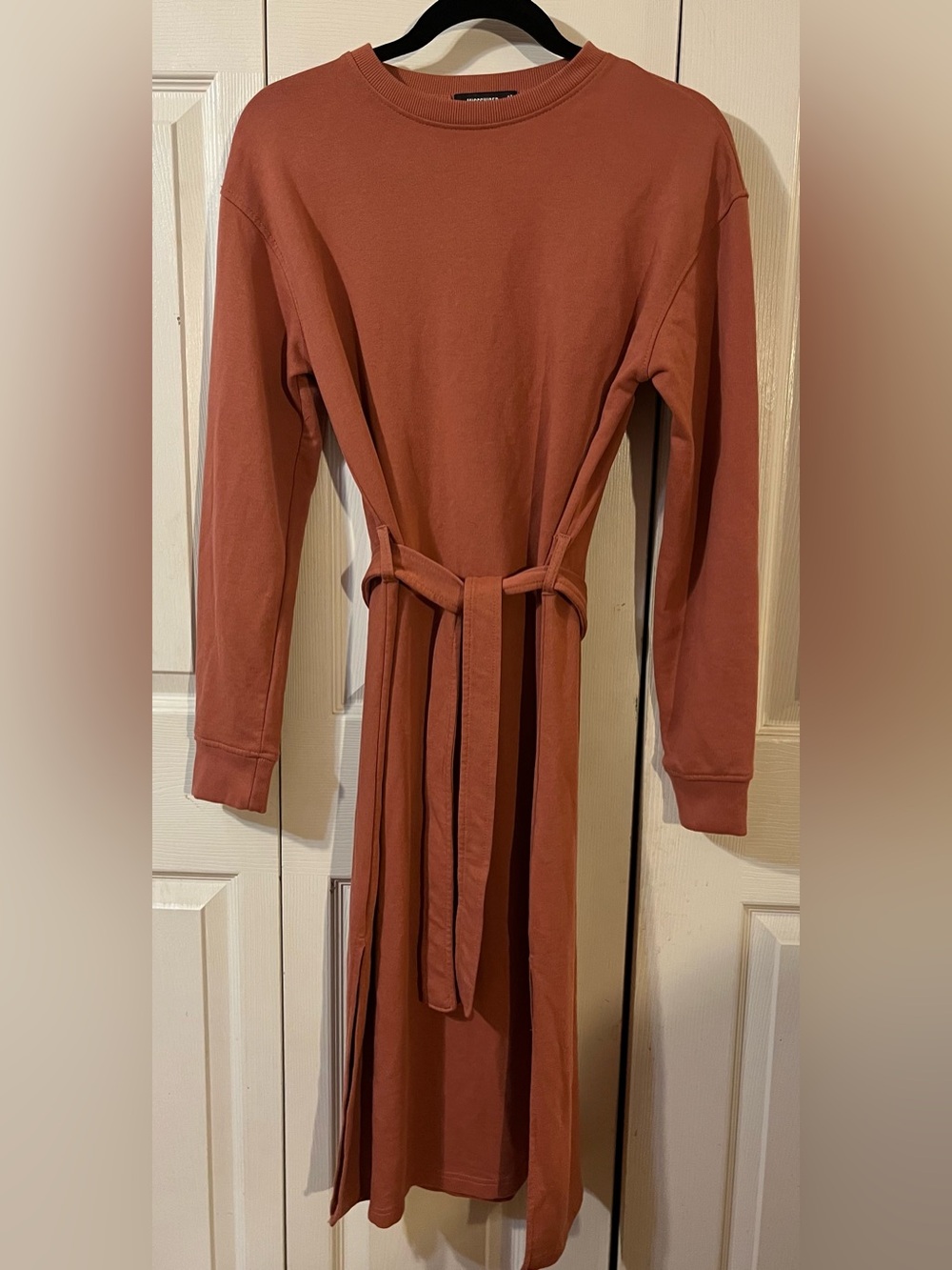 Missguided Sweatshirt Midi Dress Long Sleeve Tie Waist Size 4